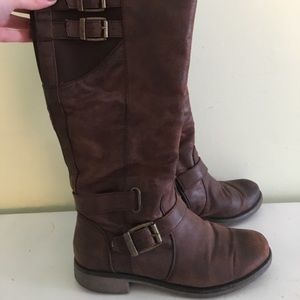 Brown knee high boots